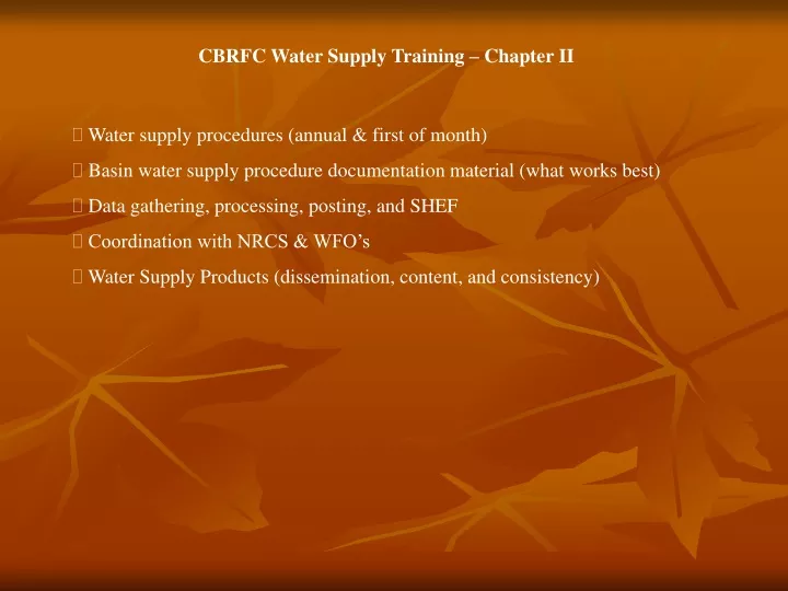 cbrfc water supply training chapter ii