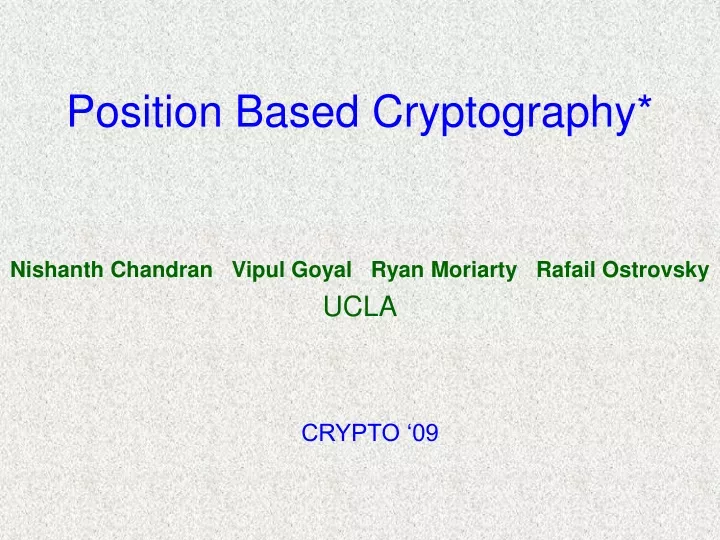 position based cryptography