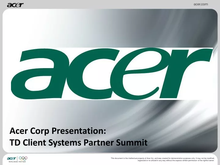 acer corp presentation td client systems partner