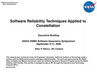 Software Reliability Techniques Applied to Constellation