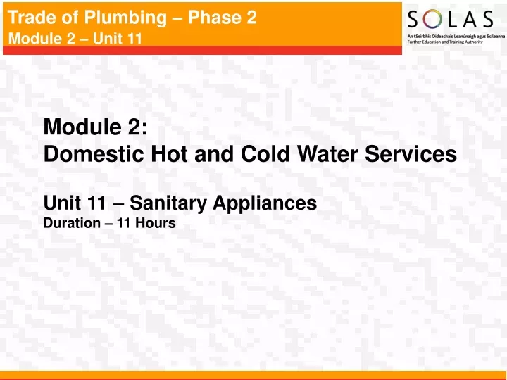 module 2 domestic hot and cold water services