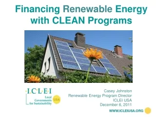 Financing  Renewable  Energy with CLEAN Programs