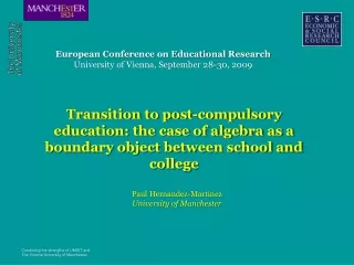 European Conference on Educational Research University of Vienna, September 28-30, 2009