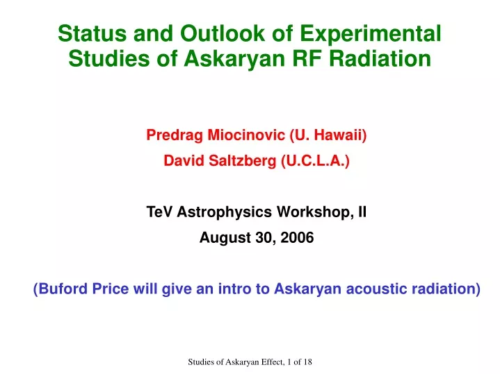 status and outlook of experimental studies of askaryan rf radiation
