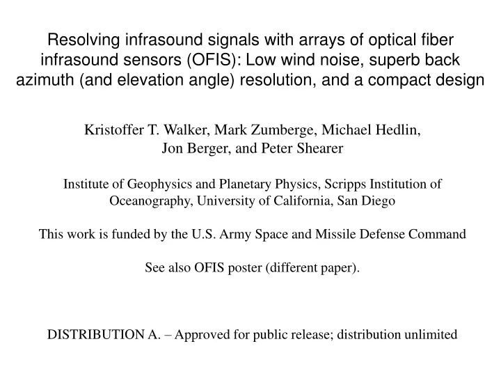 resolving infrasound signals with arrays