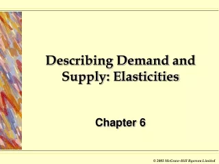 Describing Demand and Supply: Elasticities