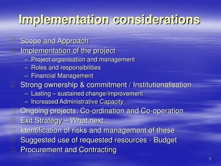 implementation considerations