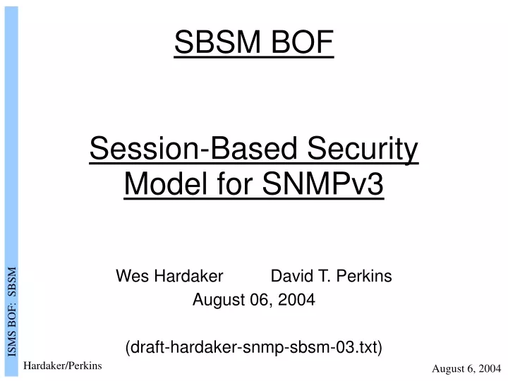 sbsm bof session based security model for snmpv3