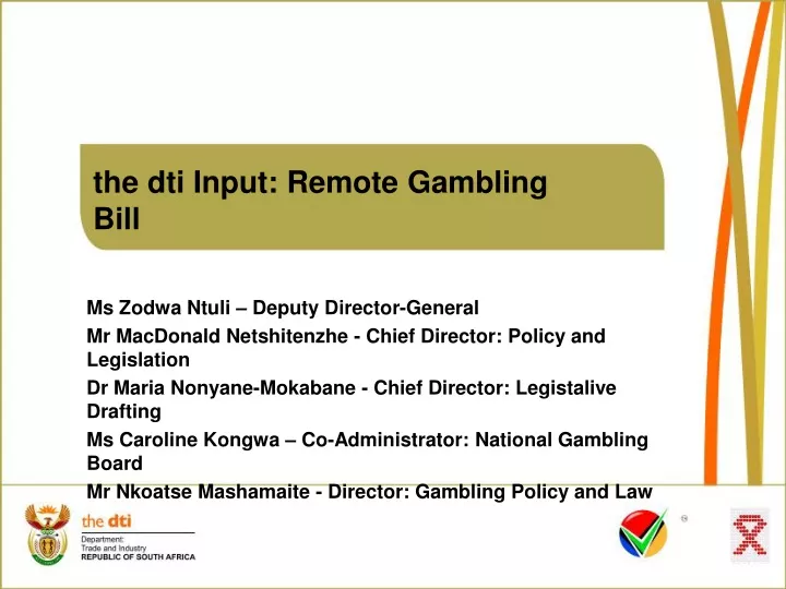 the dti input remote gambling bill