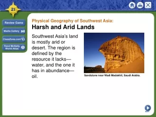 Physical Geography of Southwest Asia:  Harsh and Arid Lands