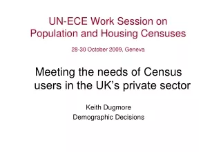 UN-ECE Work Session on  Population and Housing Censuses 28-30 October 2009, Geneva