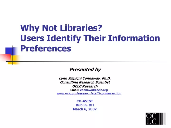 why not libraries users identify their information preferences