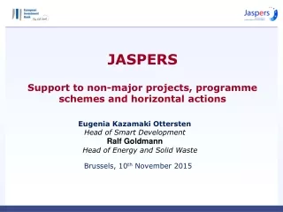 JASPERS Support to non-major projects, programme schemes and horizontal actions