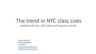 The trend in NYC class sizes updated with Nov. 2016 data and long-term trends