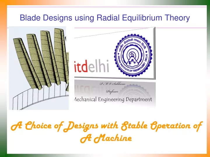 blade designs using radial equilibrium theory