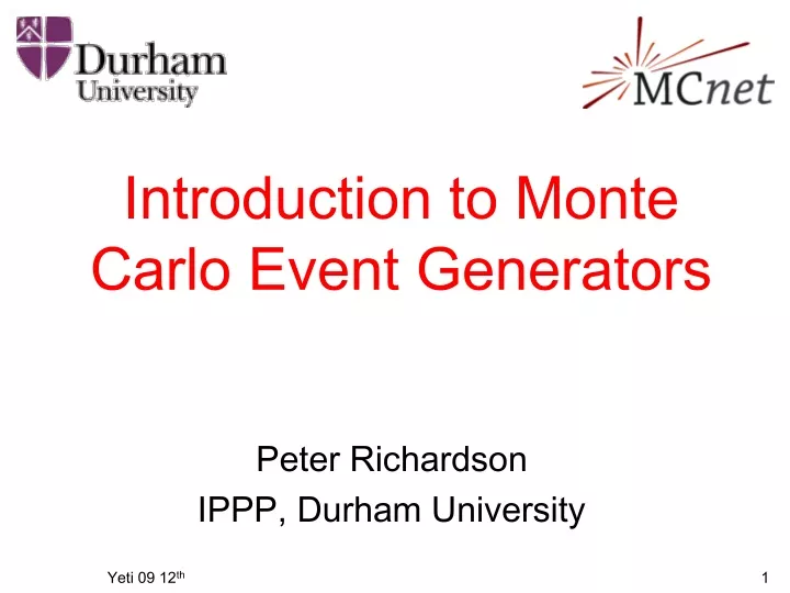 introduction to monte carlo event generators