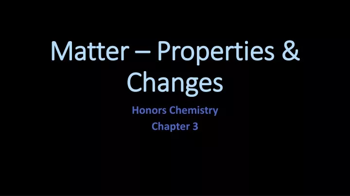 matter properties changes