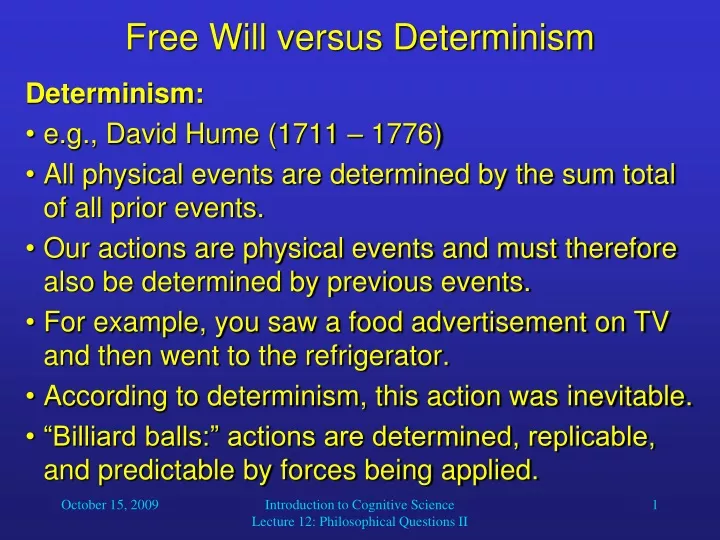 free will versus determinism