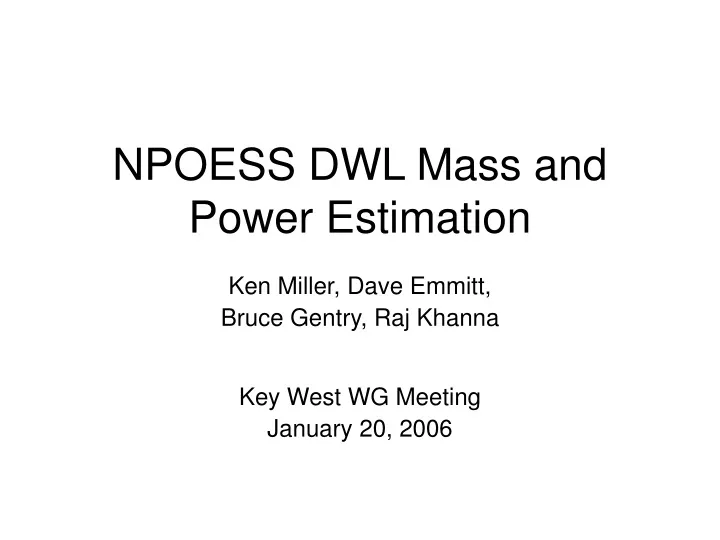 npoess dwl mass and power estimation