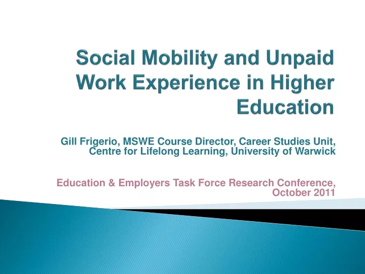 social mobility and unpaid work experience in higher education