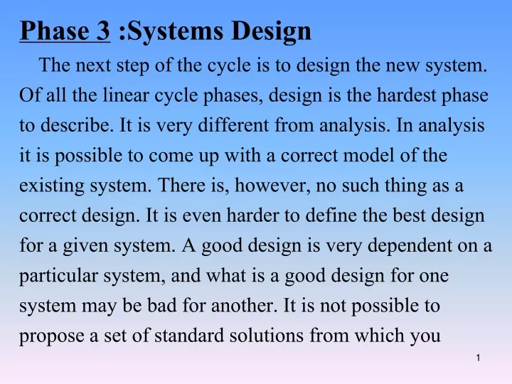 phase 3 system s design the next step