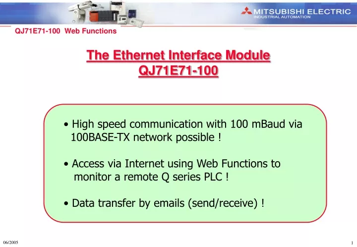 the ethernet interface module qj71e71 100