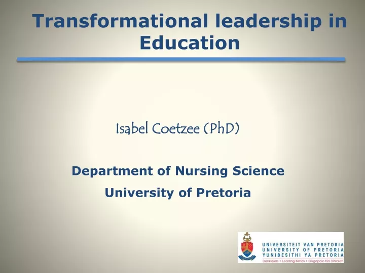 isabel coetzee phd department of nursing science university of pretoria