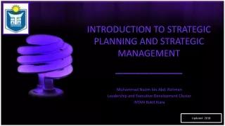 INTRODUCTION  TO STRATEGIC PLANNING AND STRATEGIC  MANAGEMENT  __________