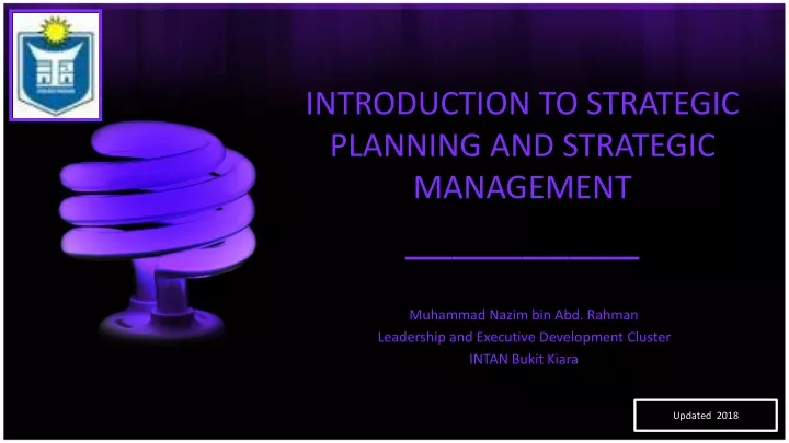 introduction to strategic planning and strategic management