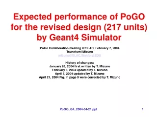Expected performance of PoGO for the revised design (217 units) by Geant4 Simulator