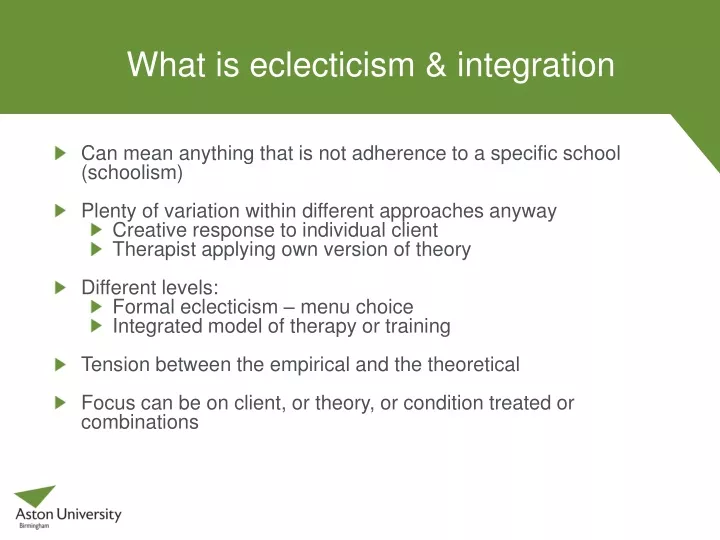 what is eclecticism integration