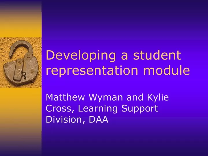 developing a student representation module