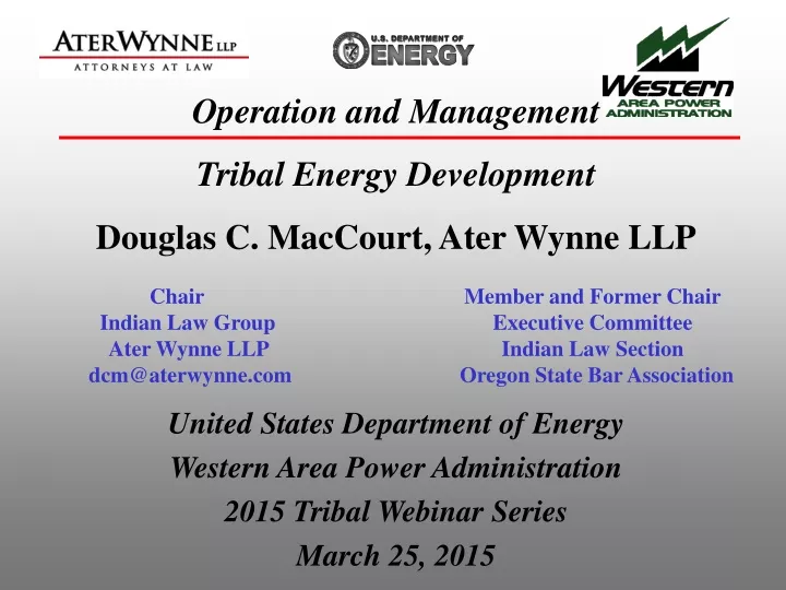 operation and management tribal energy