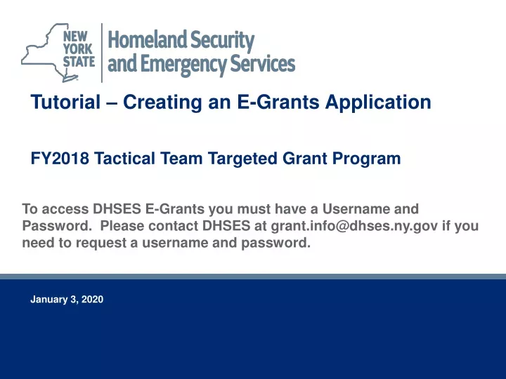 tutorial creating an e grants application fy2018