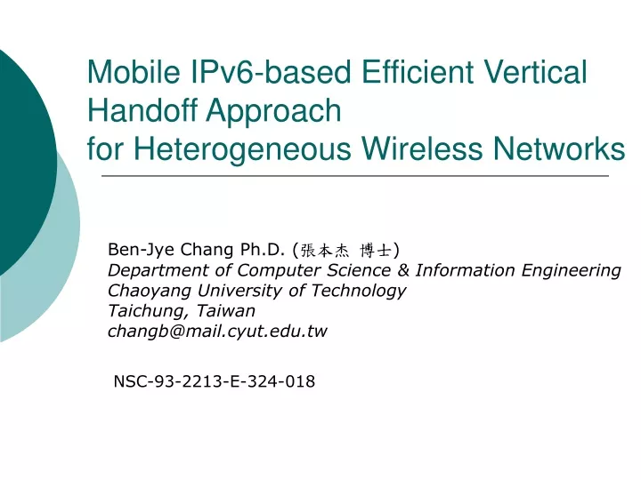 mobile ipv6 based efficient vertical handoff approach for heterogeneous wireless networks