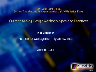 Bill Guthrie Numetrics Management Systems, Inc. April 10, 2001