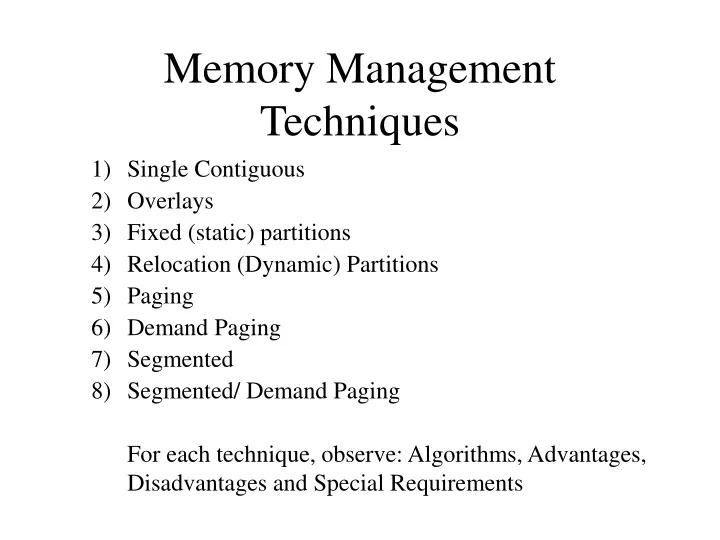 memory management techniques