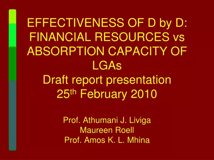 effectiveness of d by d financial resources