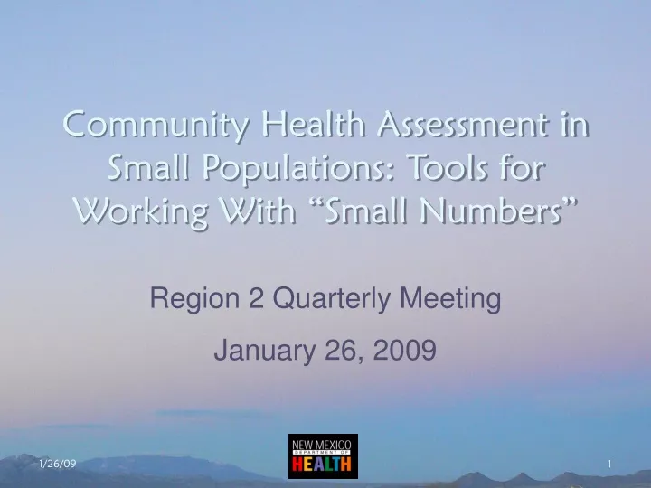community health assessment in small populations tools for working with small numbers