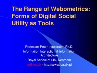 The Range of Webometrics: Forms of Digital Social Utility as Tools