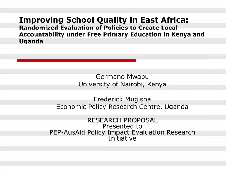 improving school quality in east africa