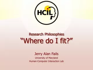 Research Philosophies “Where do I fit?”