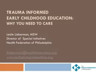Trauma Informed Early Childhood Education: why you need to care