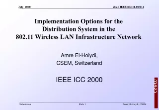Amre El-Hoiydi, CSEM, Switzerland IEEE ICC 2000