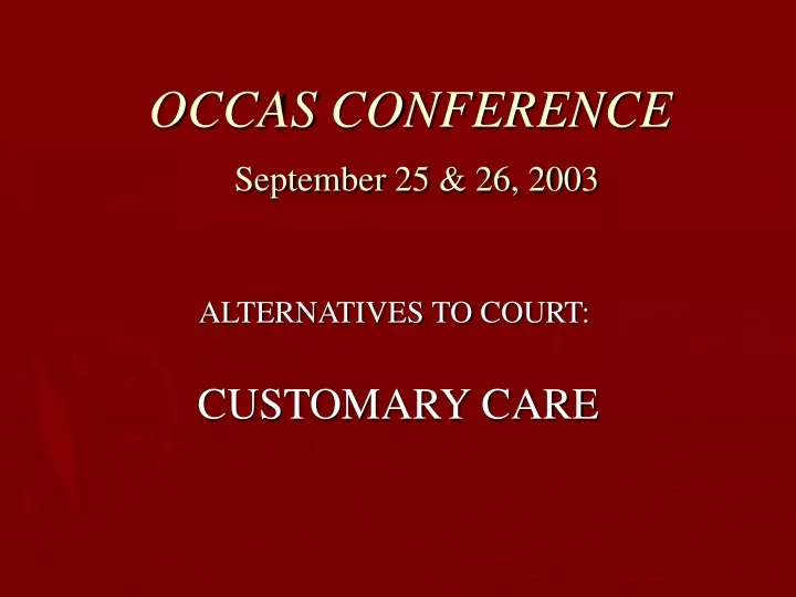 occas conference september 25 26 2003