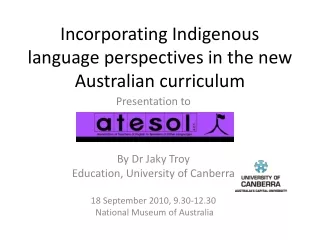 Incorporating Indigenous language perspectives in the new Australian curriculum