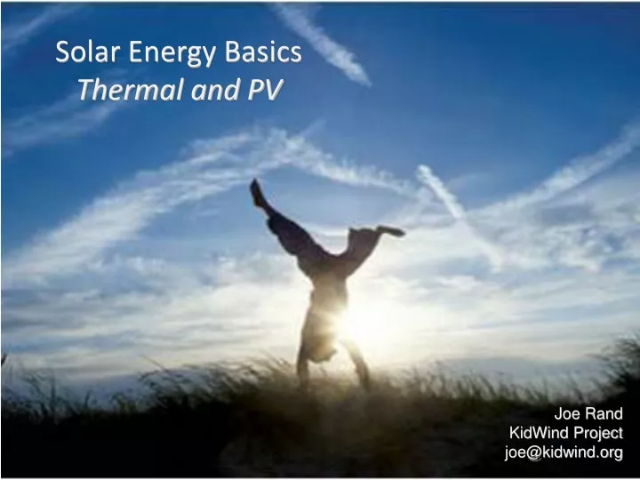 solar energy basics thermal and pv