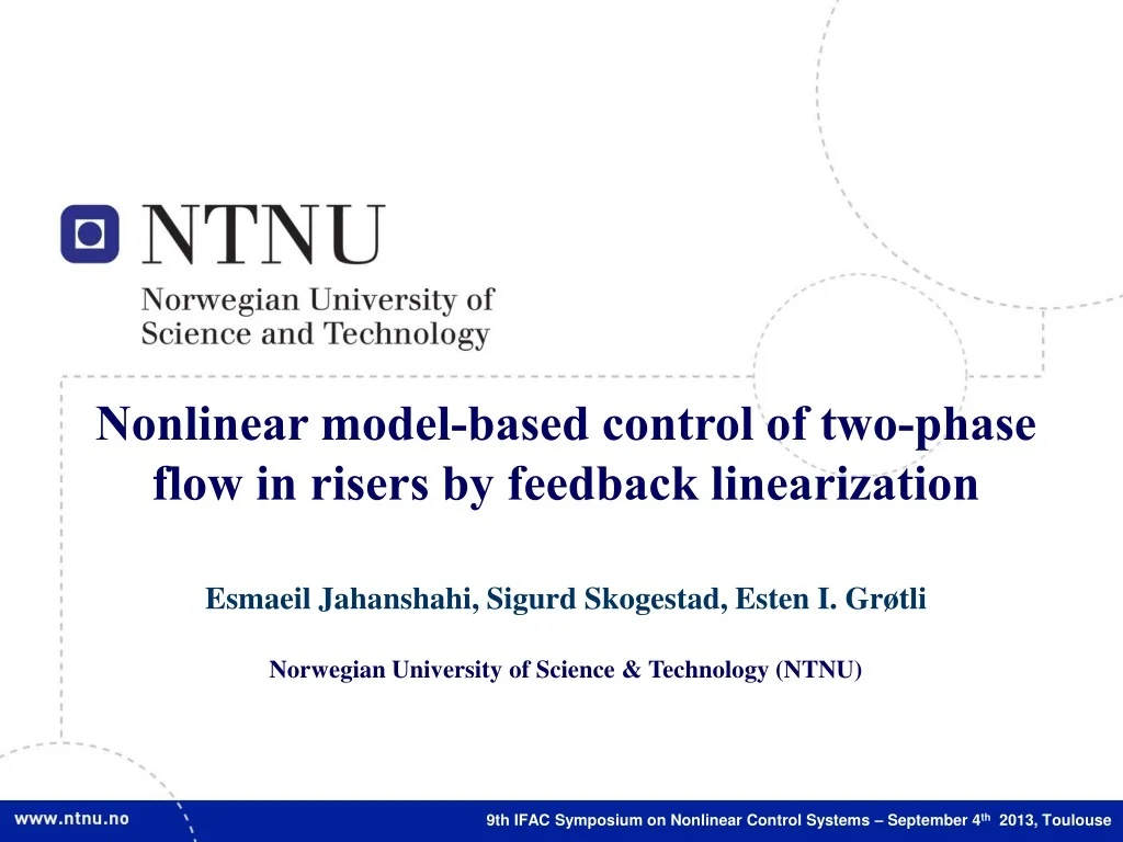 PPT - Feedback Linearization for Nonlinear Control of Two-Phase Flow in ...