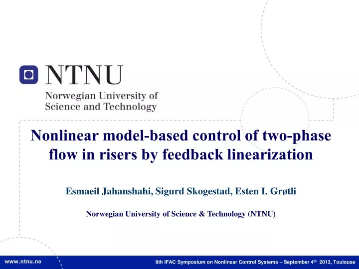 nonlinear model based control of two phase flow