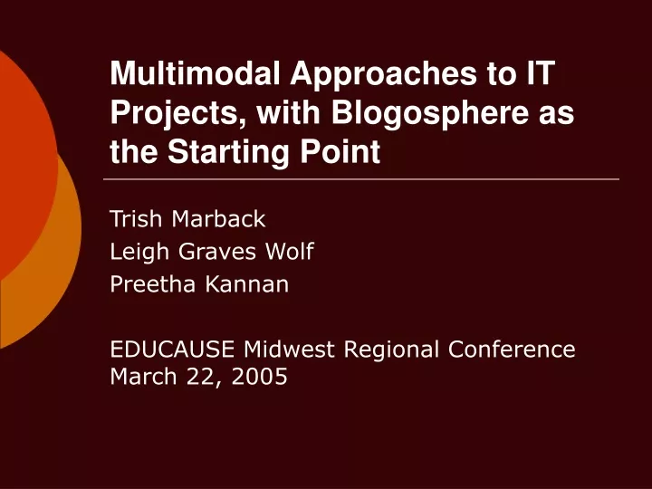 multimodal approaches to it projects with blogosphere as the starting point